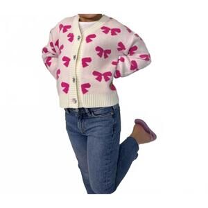 NEW MINI DREAMERS maya bow cardigan top in ivory